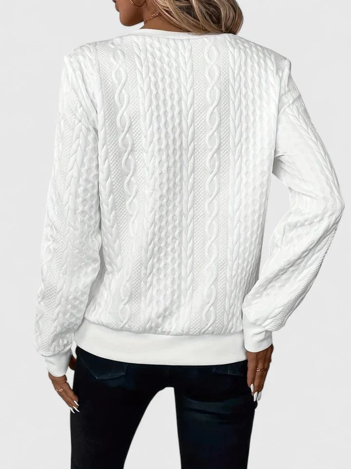 Women's Cable-Knit Sweater – Half-Zip Front And Long Sleeves