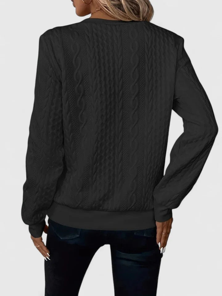 Women's Cable-Knit Sweater – Half-Zip Front And Long Sleeves