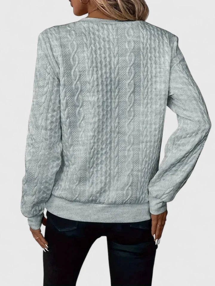 Women's Cable-Knit Sweater – Half-Zip Front And Long Sleeves