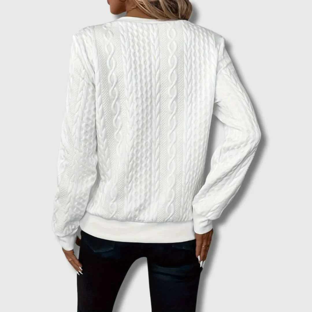 Women's Cable-Knit Sweater – Quarter-Zip Long-Sleeve And Ribbed Cuffs