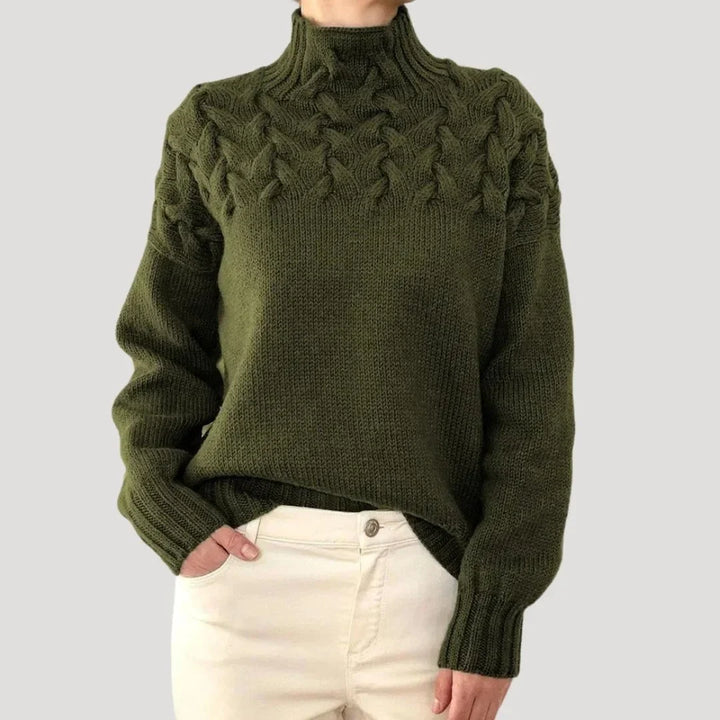 Women's Cable Knit Turtleneck Pullover Sweater