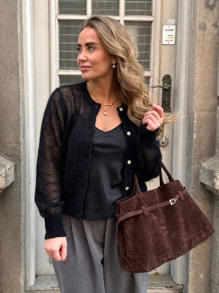 Women's Cardigan – Oversized Open-Knit