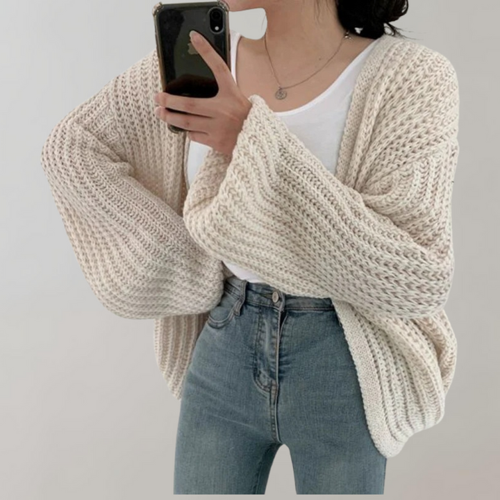 Women's Cardigan – Chunky Knit Balloon Sleeve