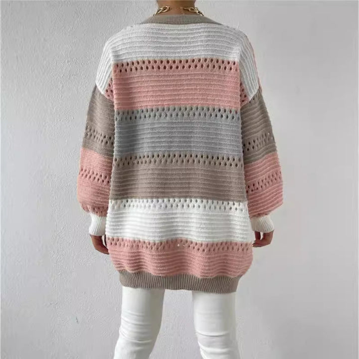 Women's Cardigan – Colour-Block Pointelle