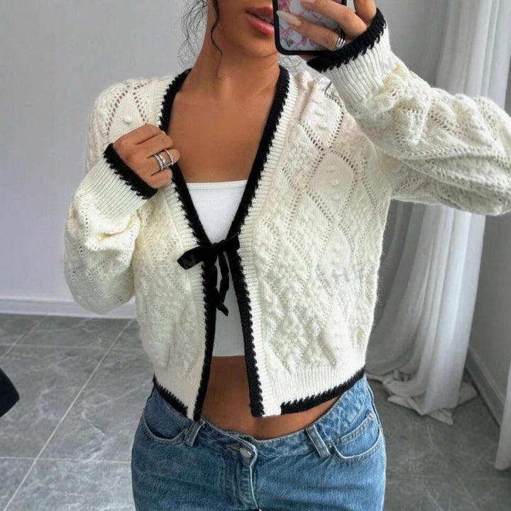 Women's Cardigan – Cropped Pointelle Knit