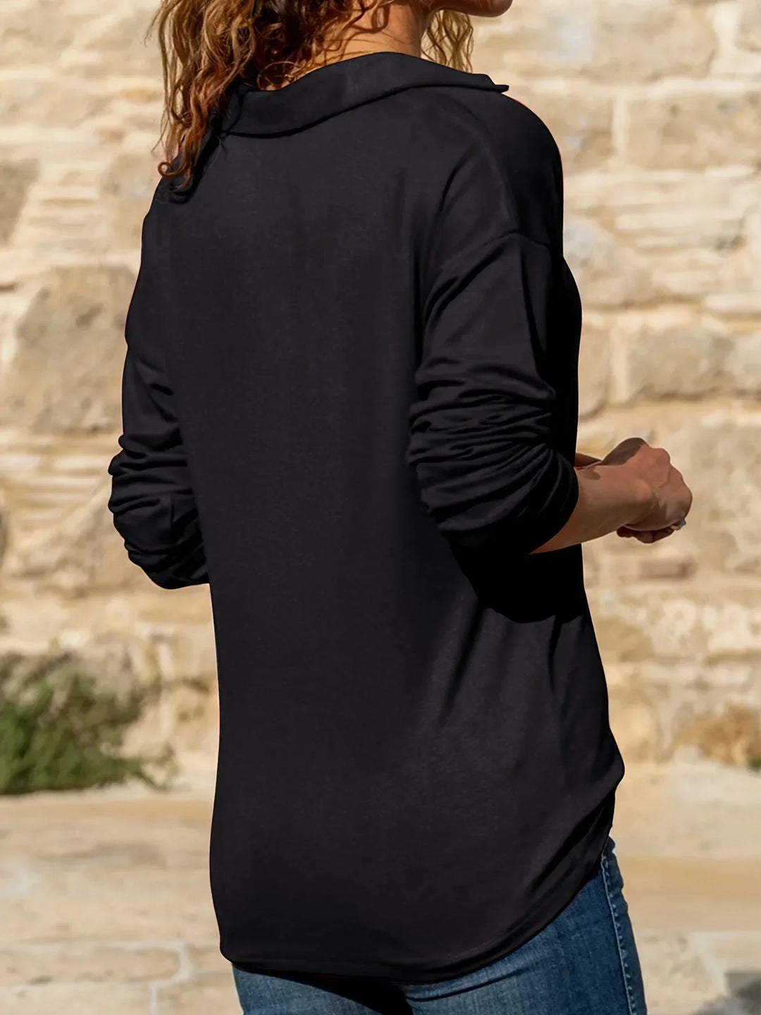 Women's Casual Long-Sleeve Pullover Knit Sweater – Half-Zip Collar