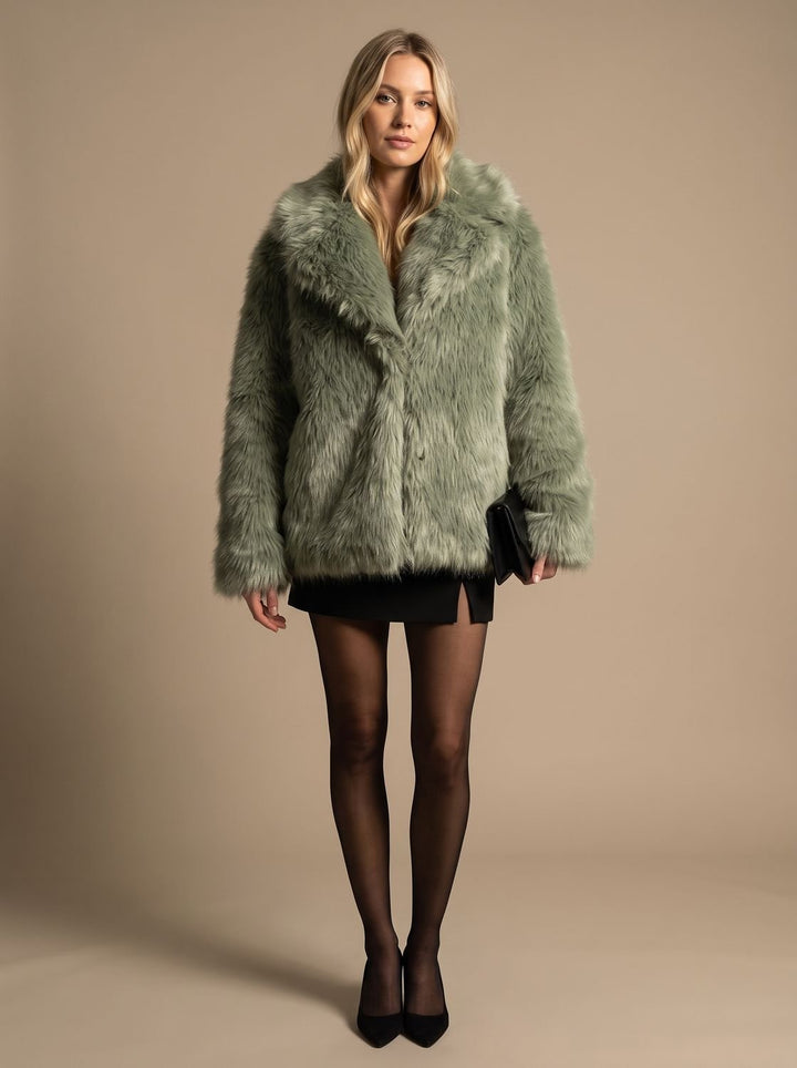 Women's Coat – Shaggy Oversized Faux Fur Winter