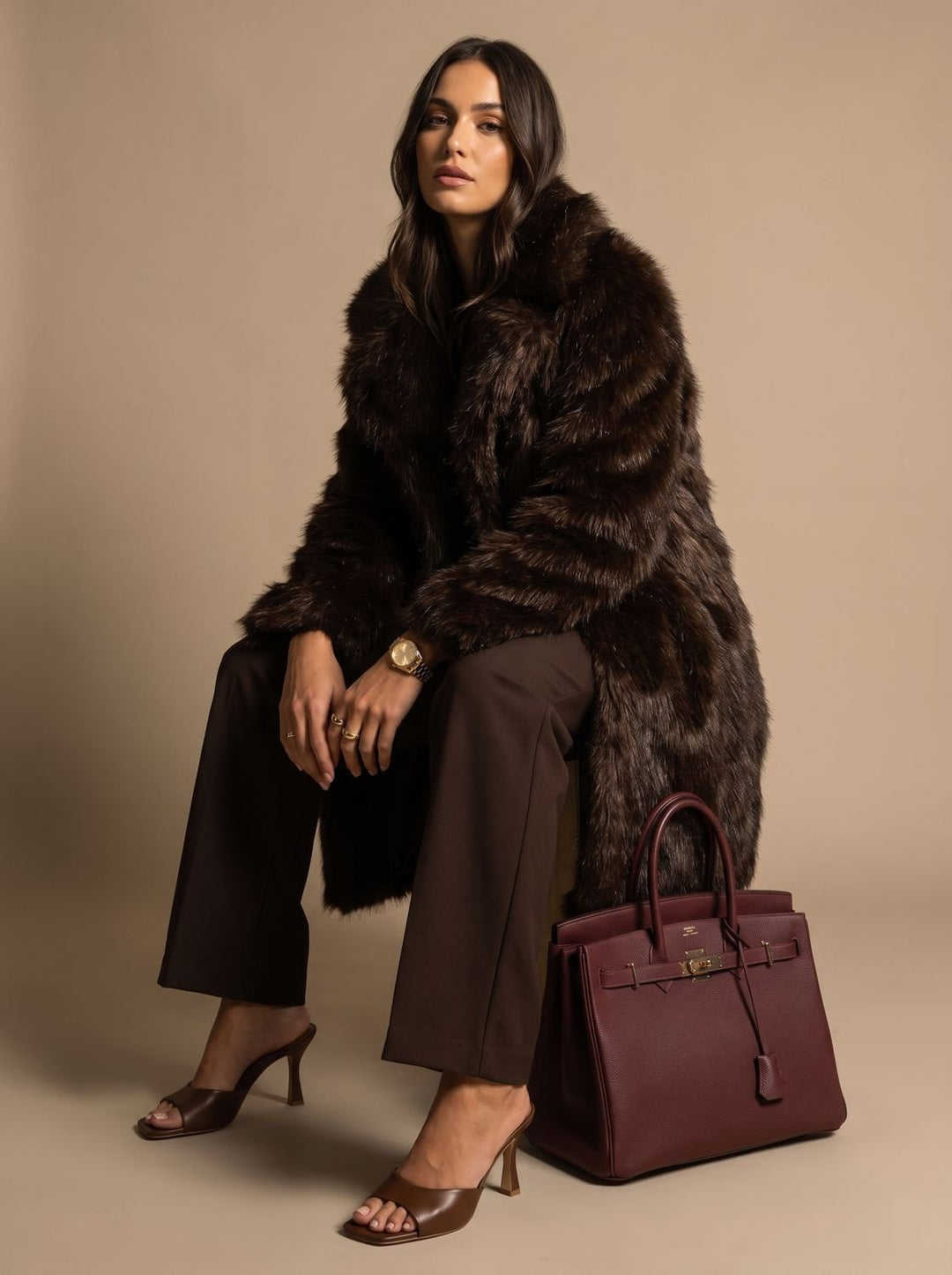 Women's Coat – Shaggy Oversized Faux Fur Winter
