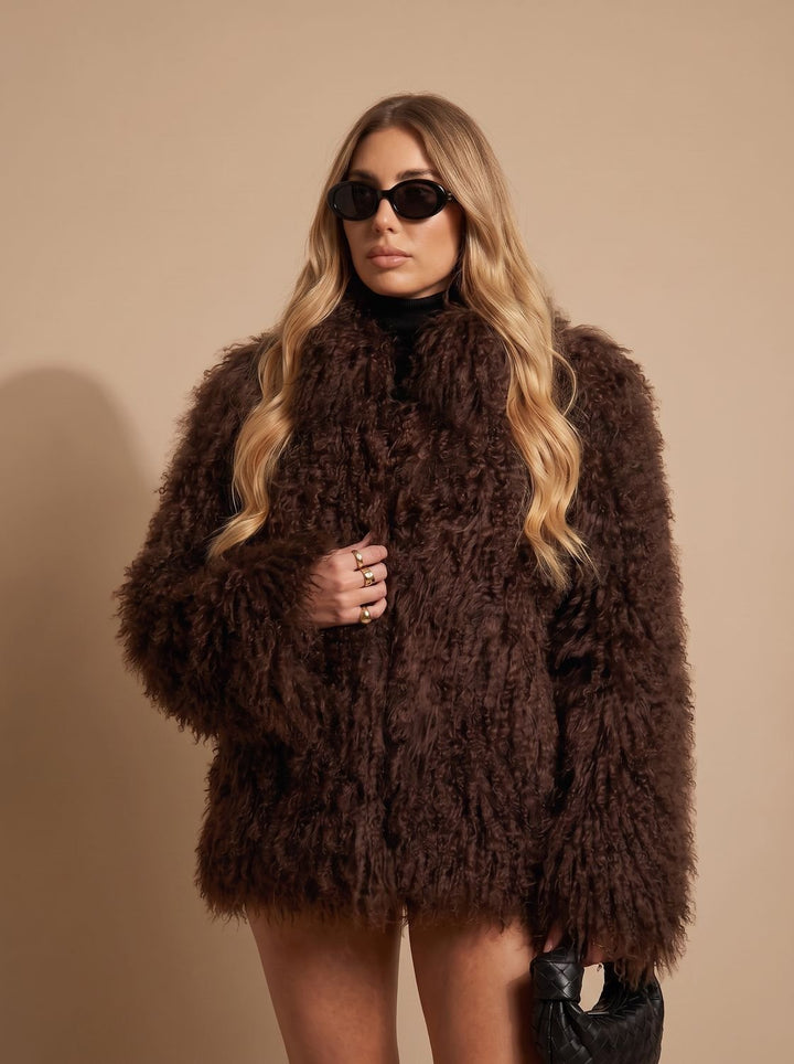 Women's Coat – Shaggy Oversized Faux Fur Winter