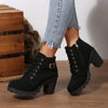 Women's Chunky Ankle Boots – Lace-Up Front And Buckle Side Detail