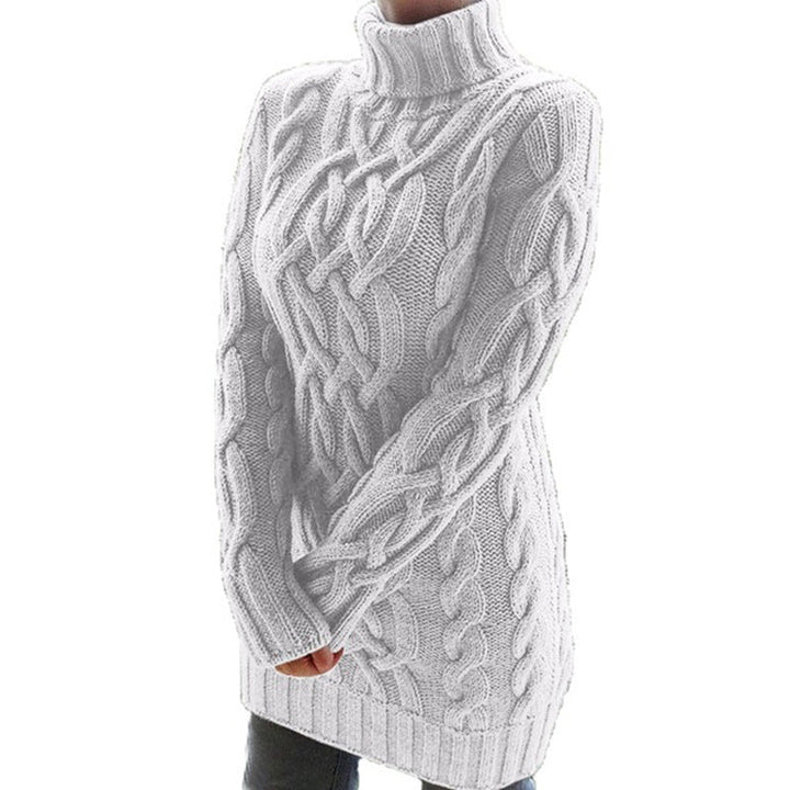 Women's Knitted Dress – Cable Knit Turtleneck