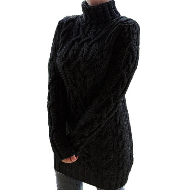 Women's Knitted Dress – Cable Knit Turtleneck