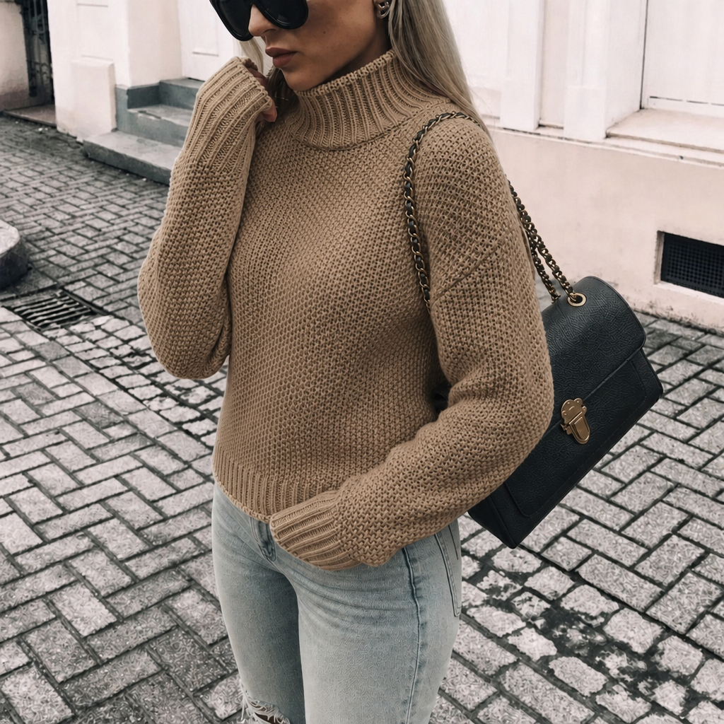 Women's Jumper – Chunky Knit Oversized Roll Neck
