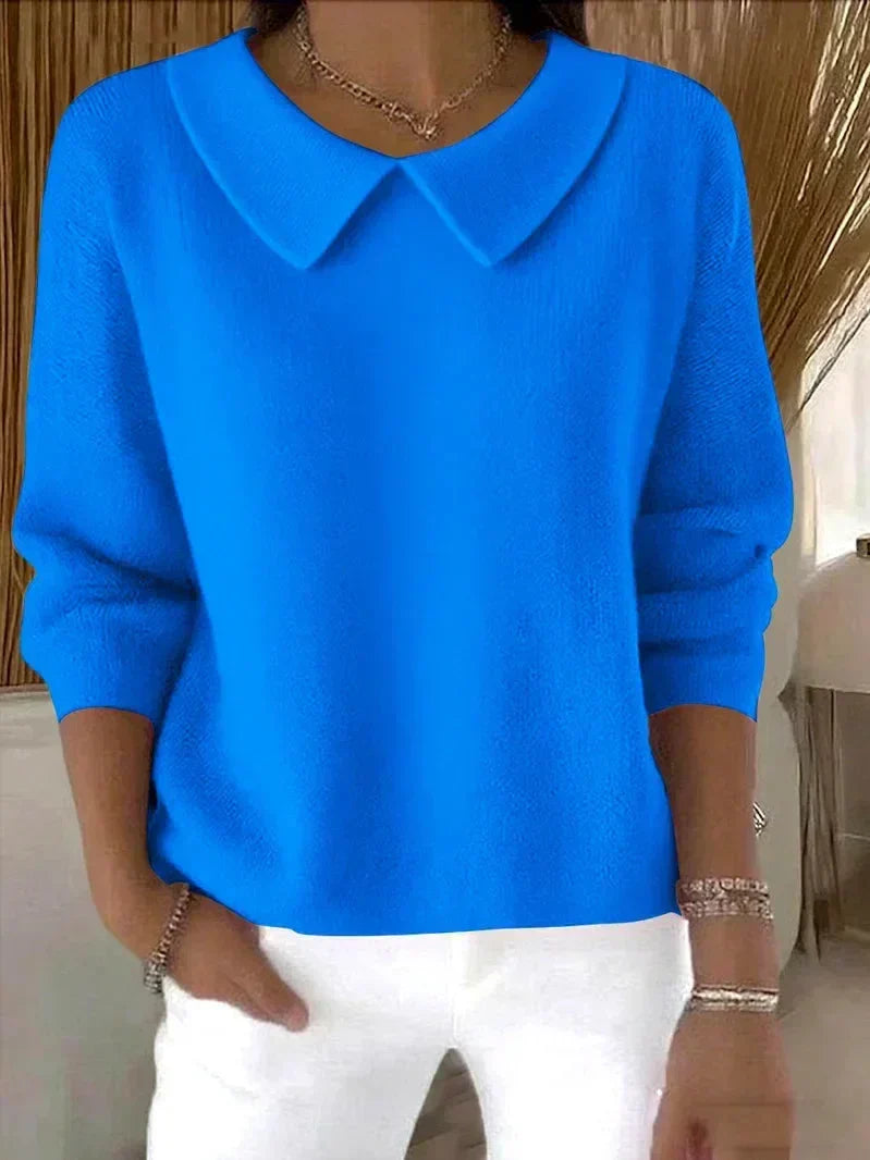 Women's Classic Knit Sweater – A Peter Pan Collar And Long Sleeves