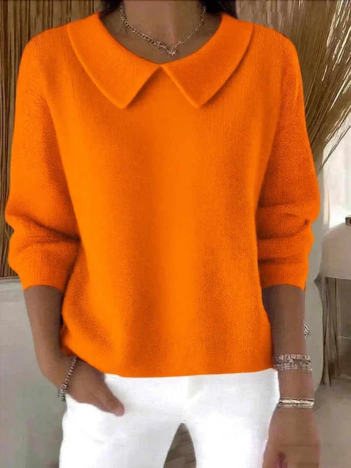 Women's Classic Knit Sweater – A Peter Pan Collar And Long Sleeves