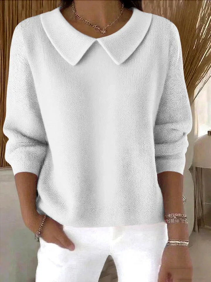 Women's Classic Knit Sweater – A Peter Pan Collar And Long Sleeves