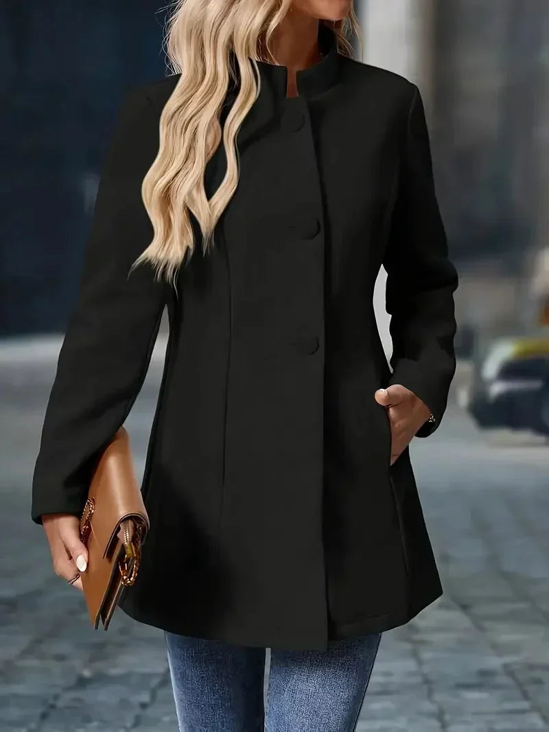 Women's Button-Front Collarless Tailored Blazer Puffer Jacket