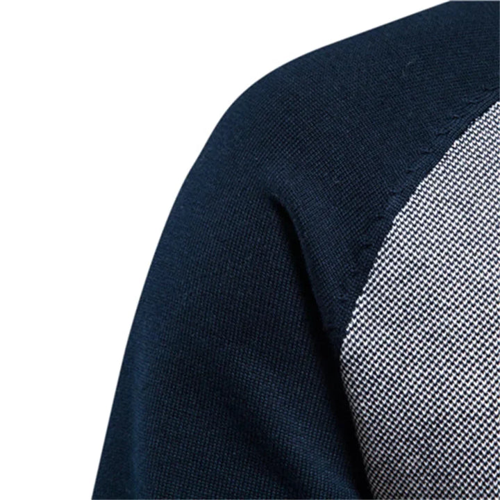 Women's Color-Block Knit Raglan-Sleeve Sweater – Full-Zip Stand-Collar