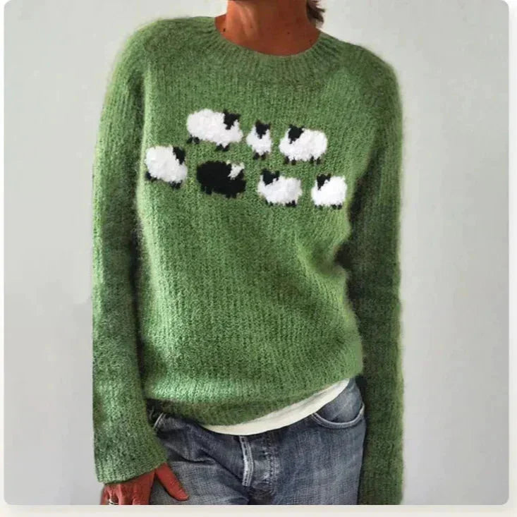 Women's Colorful Fair Isle Pattern Knit Sweater – Boat Neck And Long Sleeves