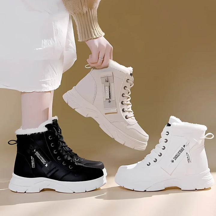 Women's Comfort Chunky-Sole Boots – Faux-Fur Lining And Lace-Up Front