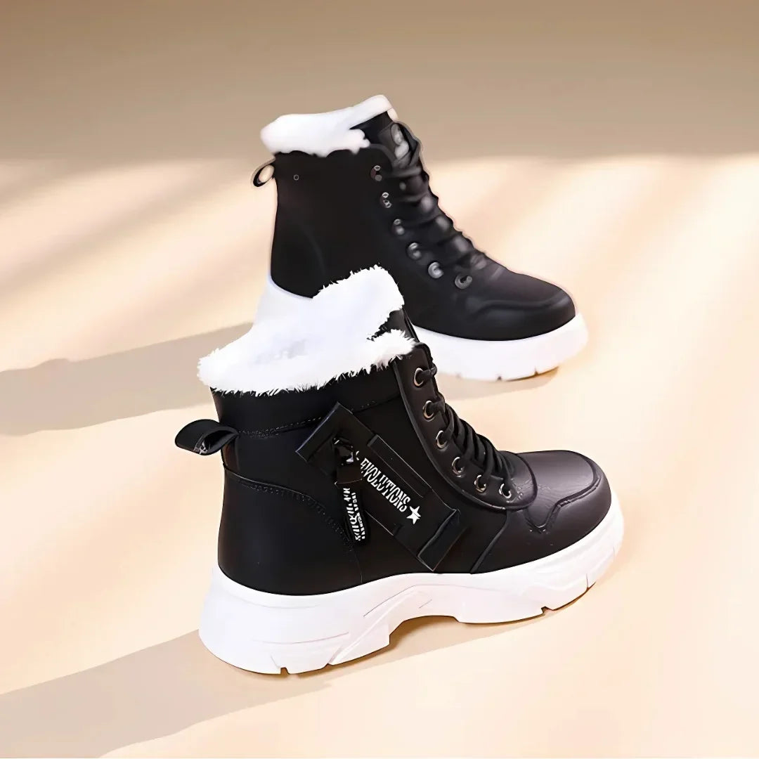 Women's Comfort Chunky-Sole Boots – Faux-Fur Lining And Lace-Up Front