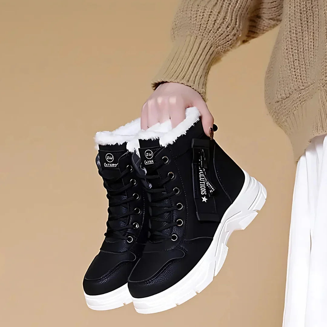 Women's Comfort Chunky-Sole Boots – Faux-Fur Lining And Lace-Up Front