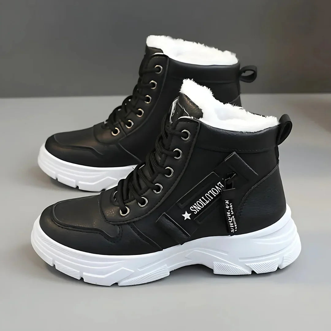 Women's Comfort Chunky-Sole Boots – Faux-Fur Lining And Lace-Up Front