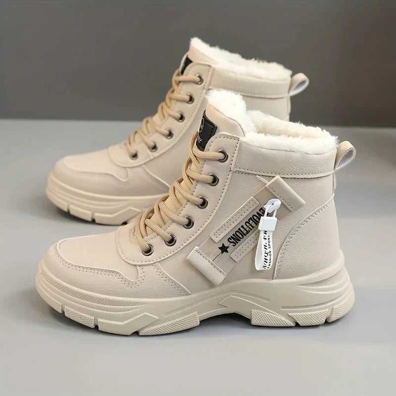 Women's Comfort Chunky-Sole Boots – Faux-Fur Lining And Lace-Up Front
