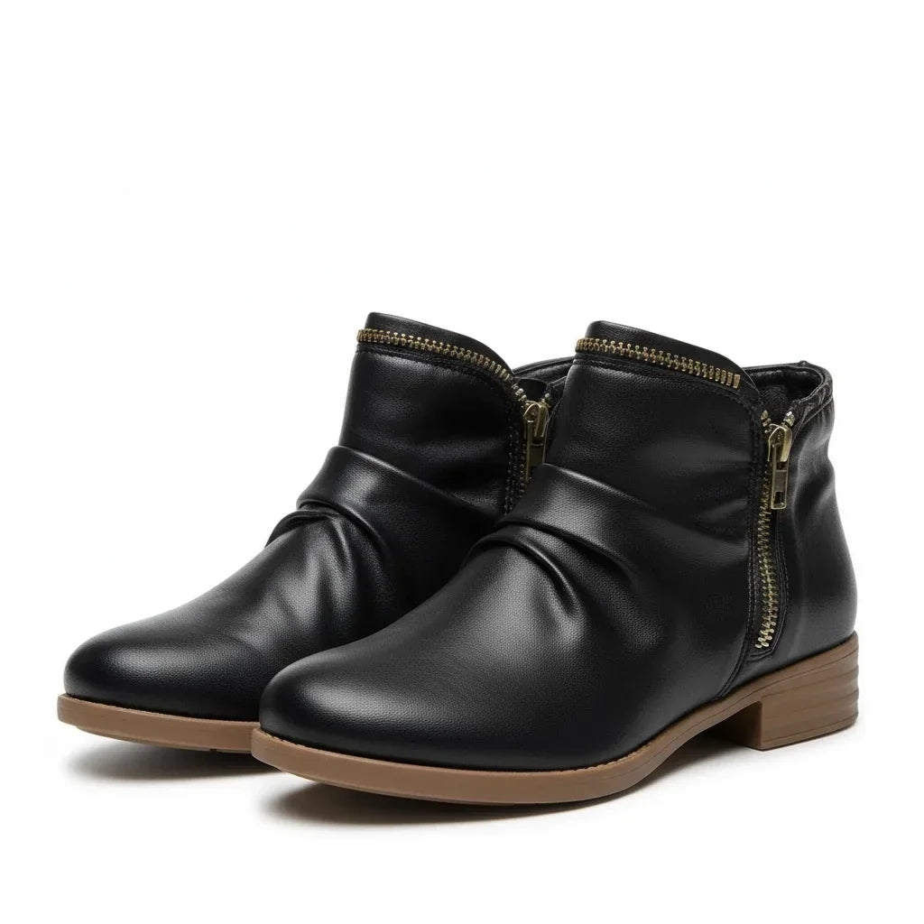 Women's Comfort Scrunch Ankle Boots – Side Zipper