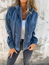 Women's Corduroy Hooded Zip-Up Quilted Jacket Oversized Fit