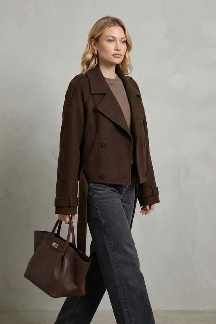 Women's Cropped Double-Breasted French Wool Jacket