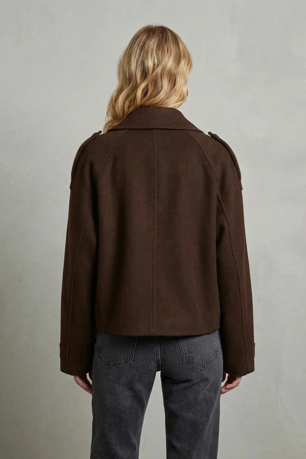 Women's Cropped Double-Breasted French Wool Jacket