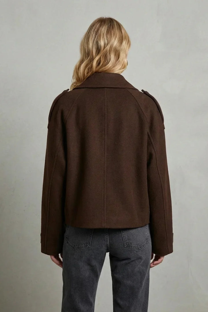 Women's Cropped Double-Breasted French Wool Jacket