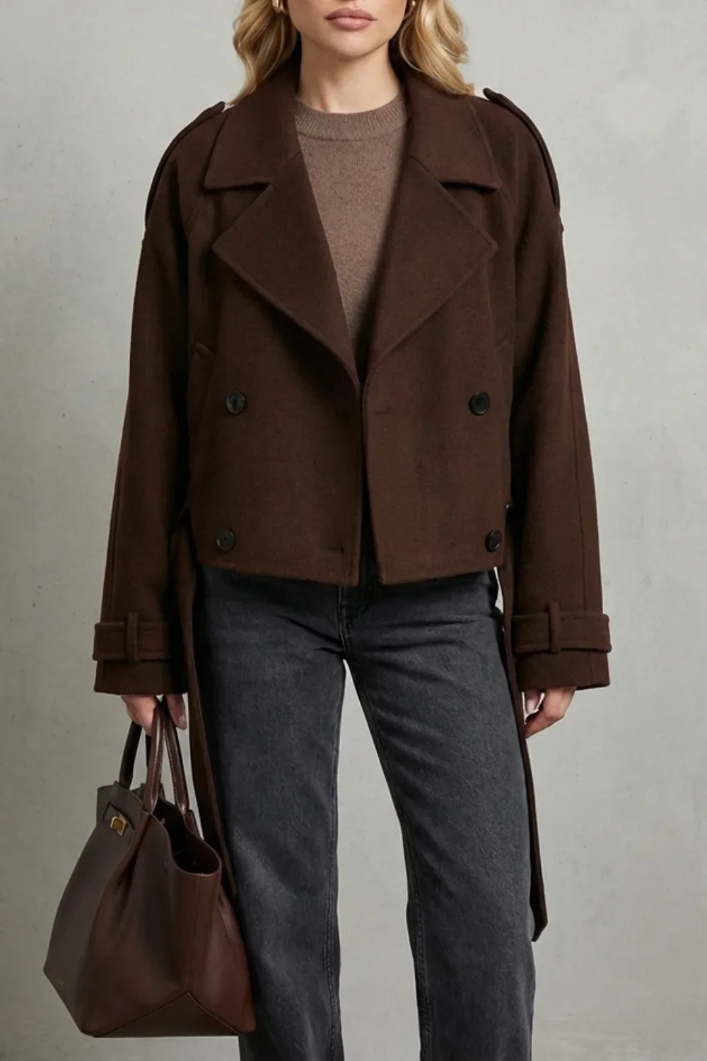 Women's Cropped Double-Breasted French Wool Jacket