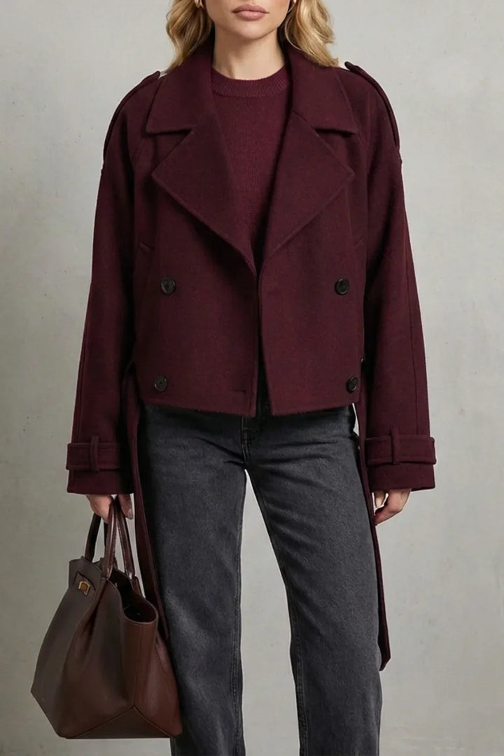 Women's Cropped Double-Breasted French Wool Jacket