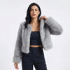 Women's Cropped Faux Fur Cardigan Jacket