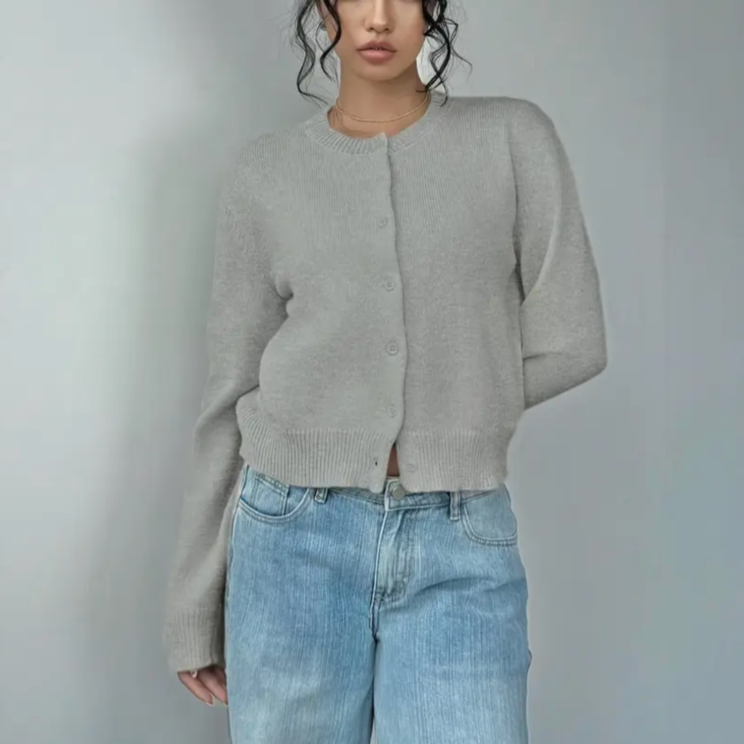 Women's Cardigan – Cropped Button Knit