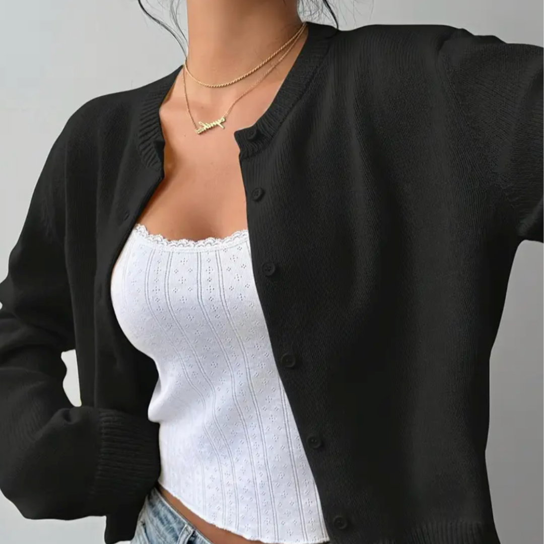 Women's Cardigan – Cropped Button Knit