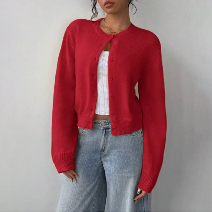 Women's Cardigan – Cropped Button Knit