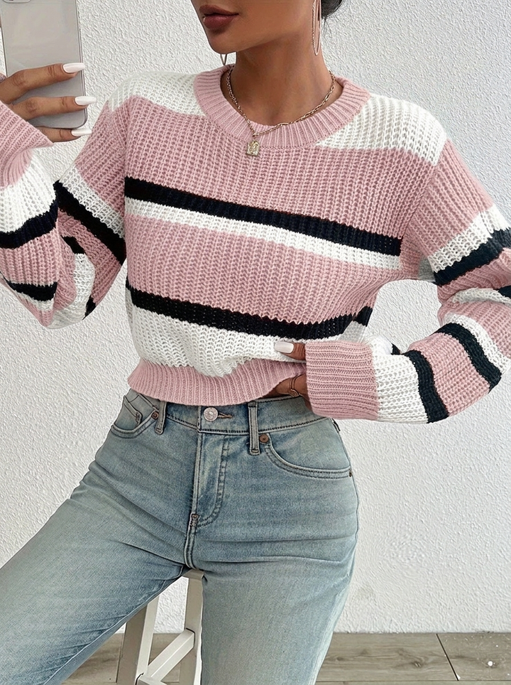 Women's Jumper – Striped Cropped Knit