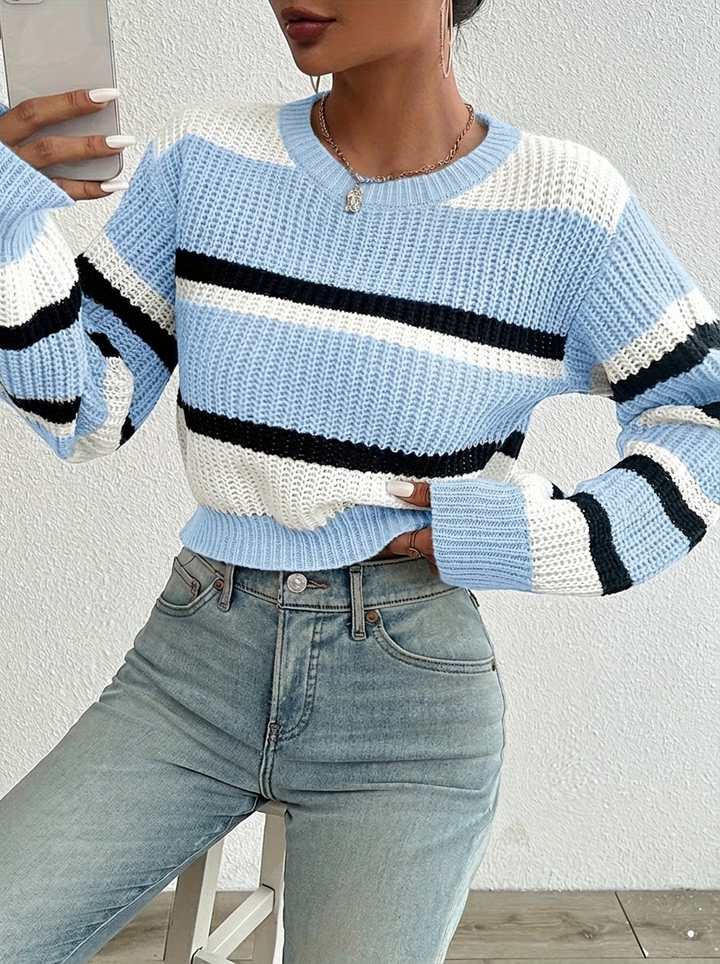 Women's Jumper – Striped Cropped Knit