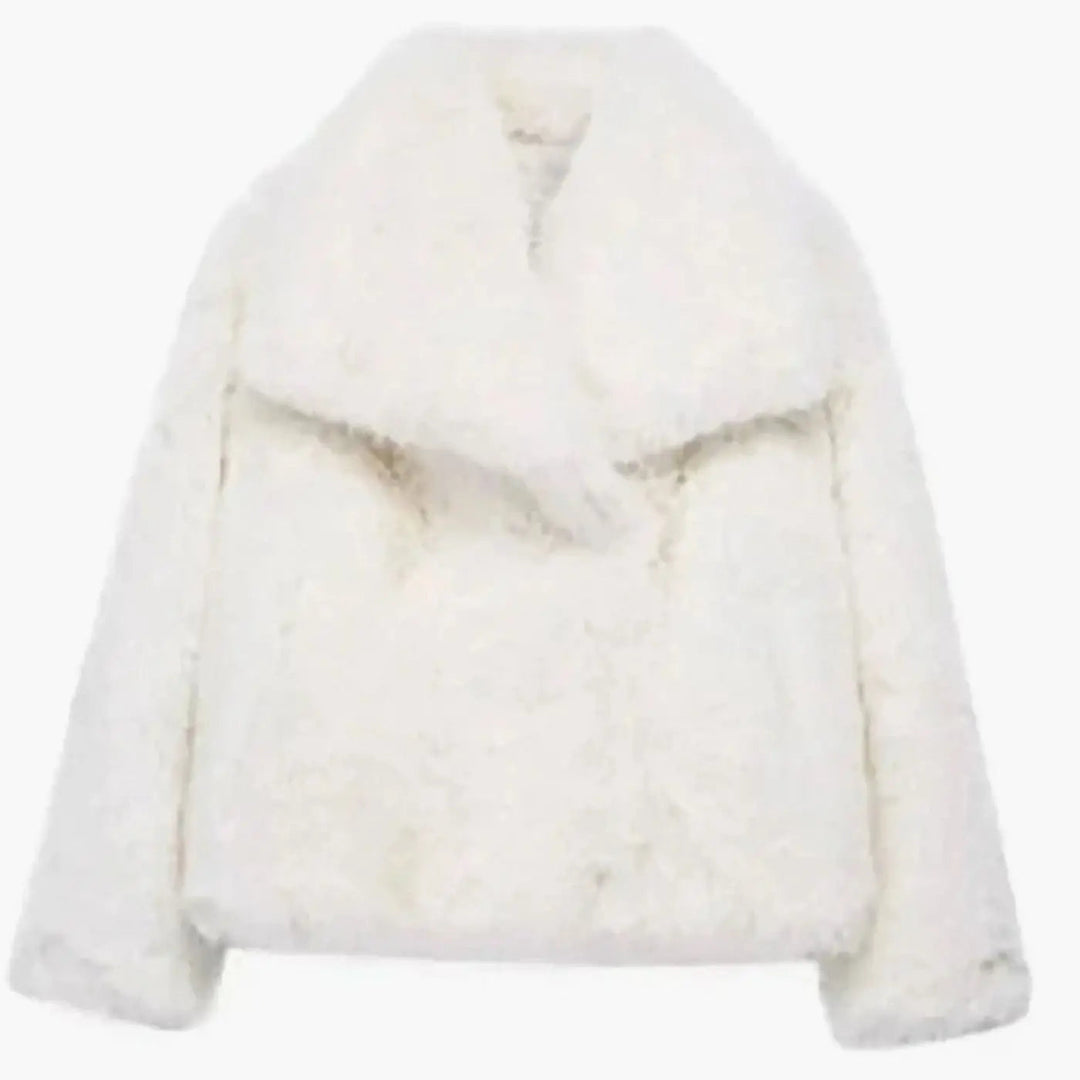 Women's Jacket – Cropped Faux Fur
