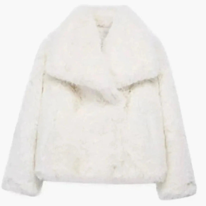 Women's Jacket – Cropped Faux Fur