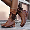 Women's Distressed Faux Leather Lace-Up Boots – Studded Cuff Detail