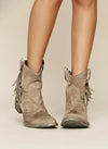Women's Distressed Suede Fringed Western Cowboy Boots – Pull-On Style