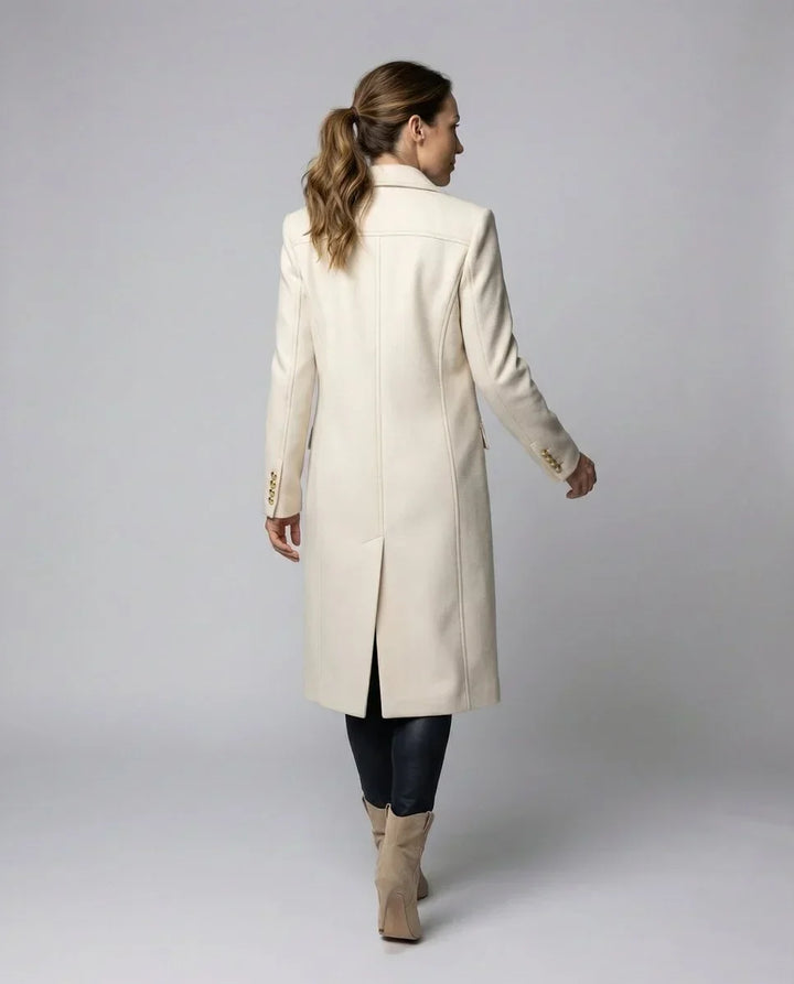 Women's Double-Breasted Long-Sleeve Midi Overcoat
