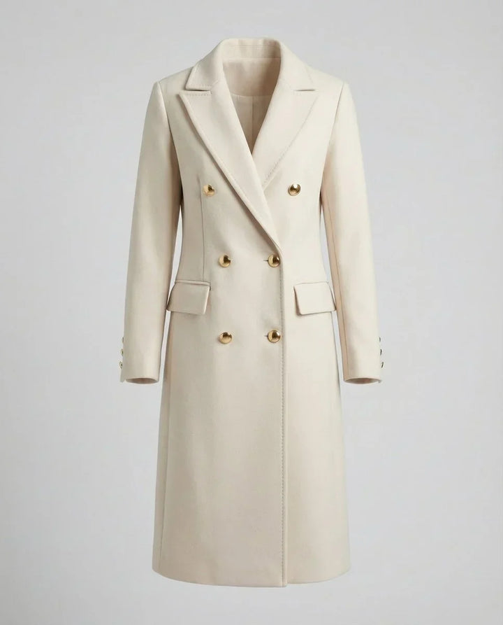 Women's Double-Breasted Long-Sleeve Midi Overcoat