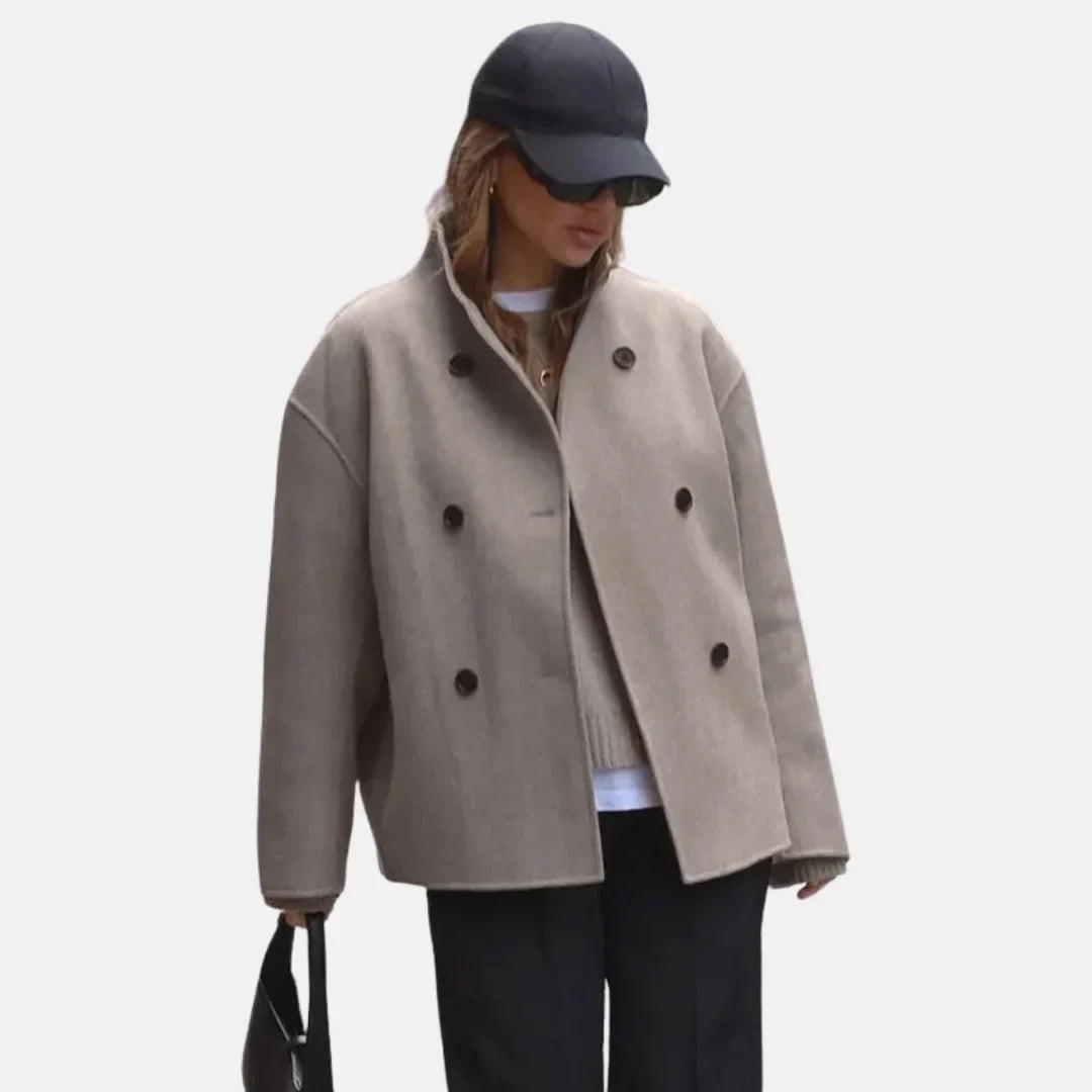 Women's Double-Breasted V-Neck Peacoat