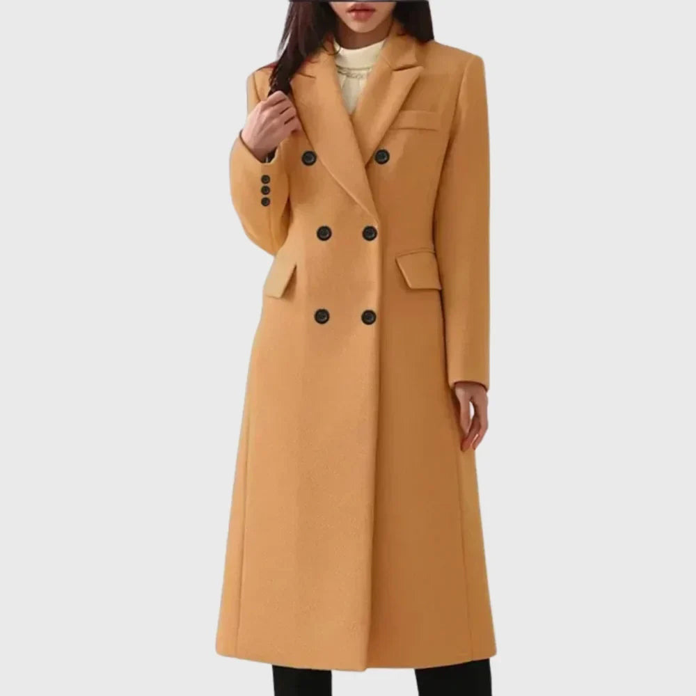 Women's Double-Breasted Wool Coat – Notch Lapels