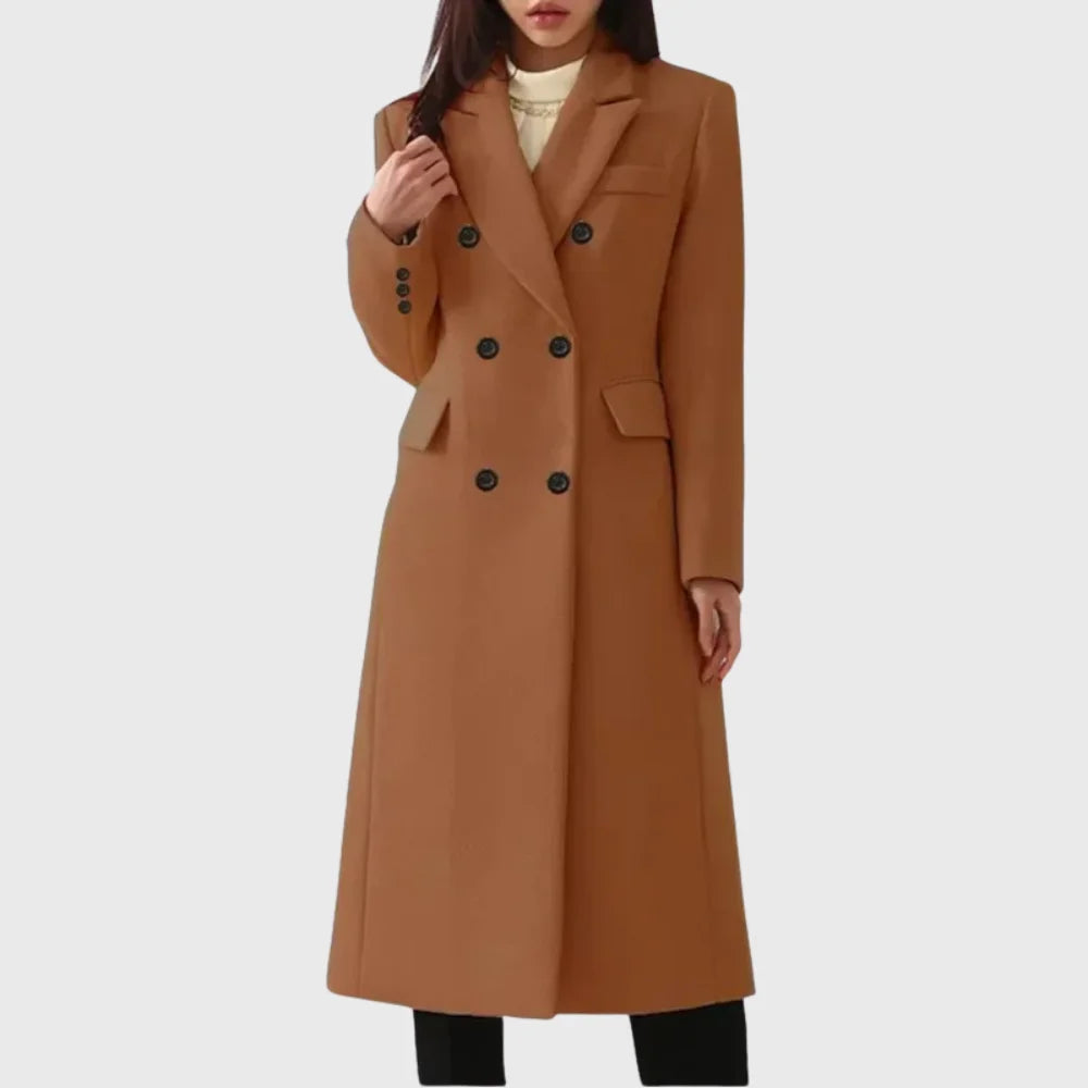 Women's Double-Breasted Wool Coat – Notch Lapels